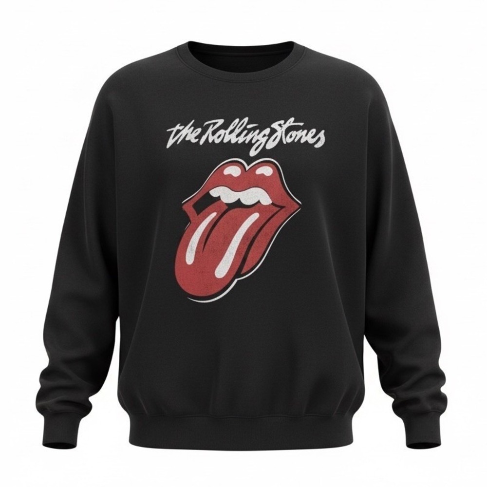 Rolling Stones Women XXL Black Sweatshirt Red Tongue Lips Logo Band Classic Rock